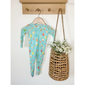 Baby Macaron & Me Light Blue Multicolor Easter Egg Footie 3-6 Months